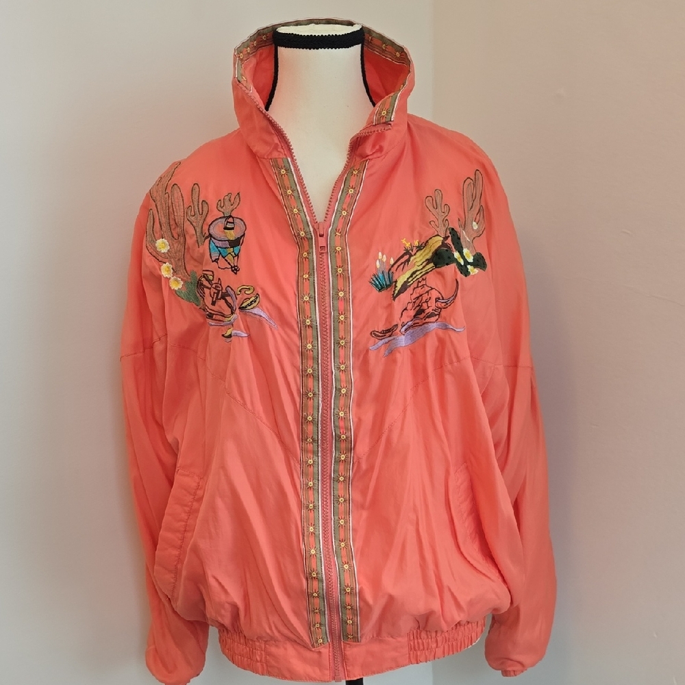 Vintage RAFAEL Women's Coral Western Embroidered Women's Jacket Size Med